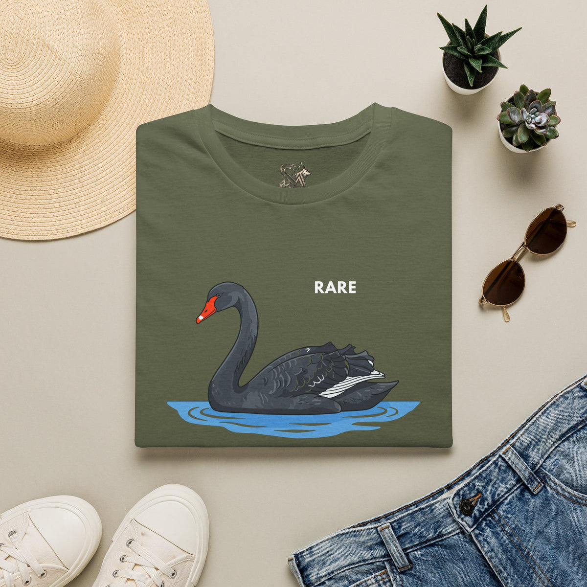 RARE Black Swan T-Shirt Premium Design SKIALFA Unisex