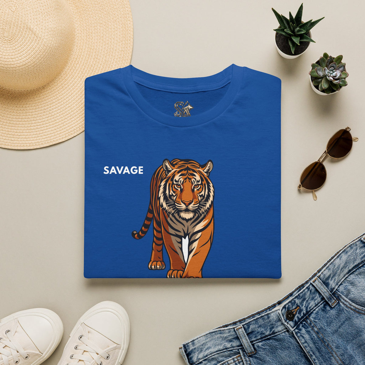 SAVAGE Tiger T-Shirt Premium Design SKIALFA Unisex