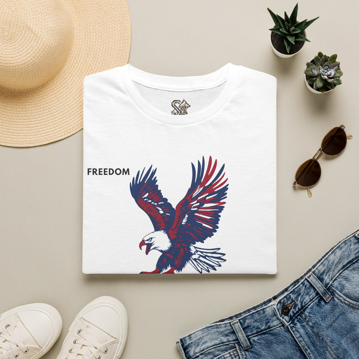 FREEDOM Eagle T-Shirt Premium Design SKIALFA Unisex