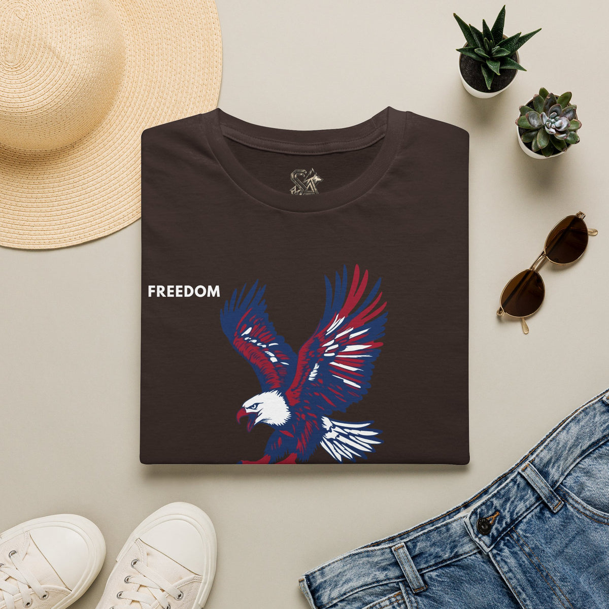 FREEDOM Eagle T-Shirt Premium Design SKIALFA Unisex