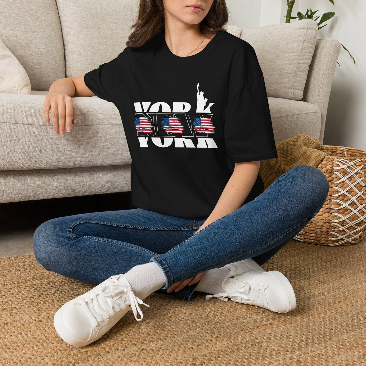 New York American Flag T-Shirt Premium Design SKIALFA Unisex