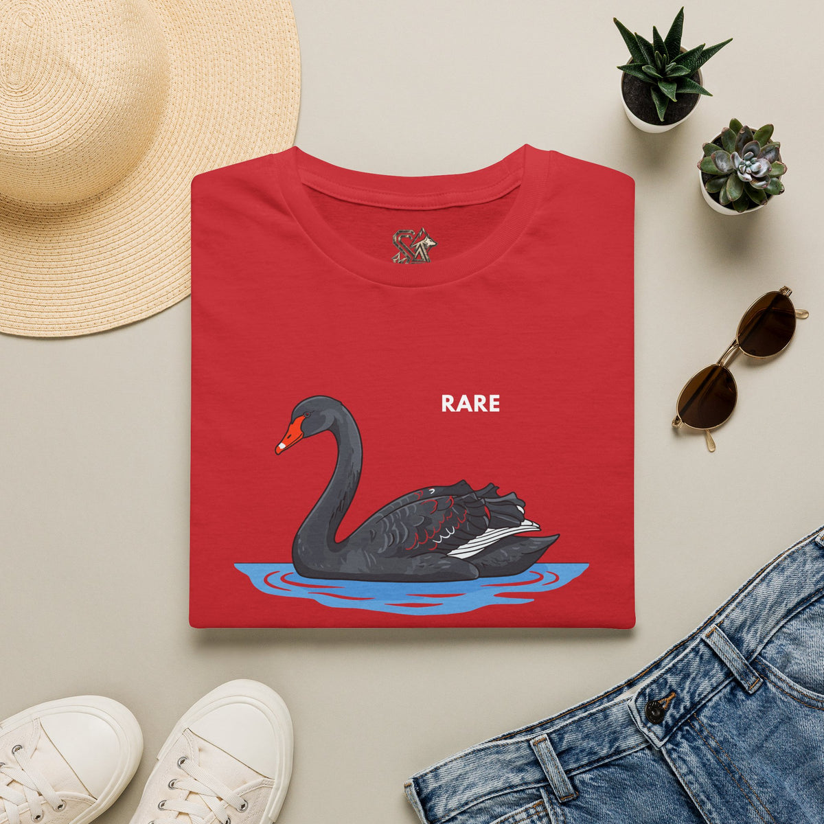 RARE Black Swan T-Shirt Premium Design SKIALFA Unisex