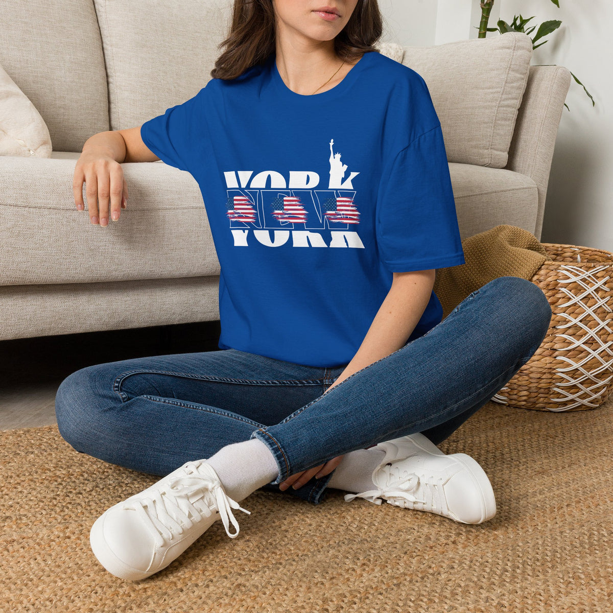 New York American Flag T-Shirt Premium Design SKIALFA Unisex