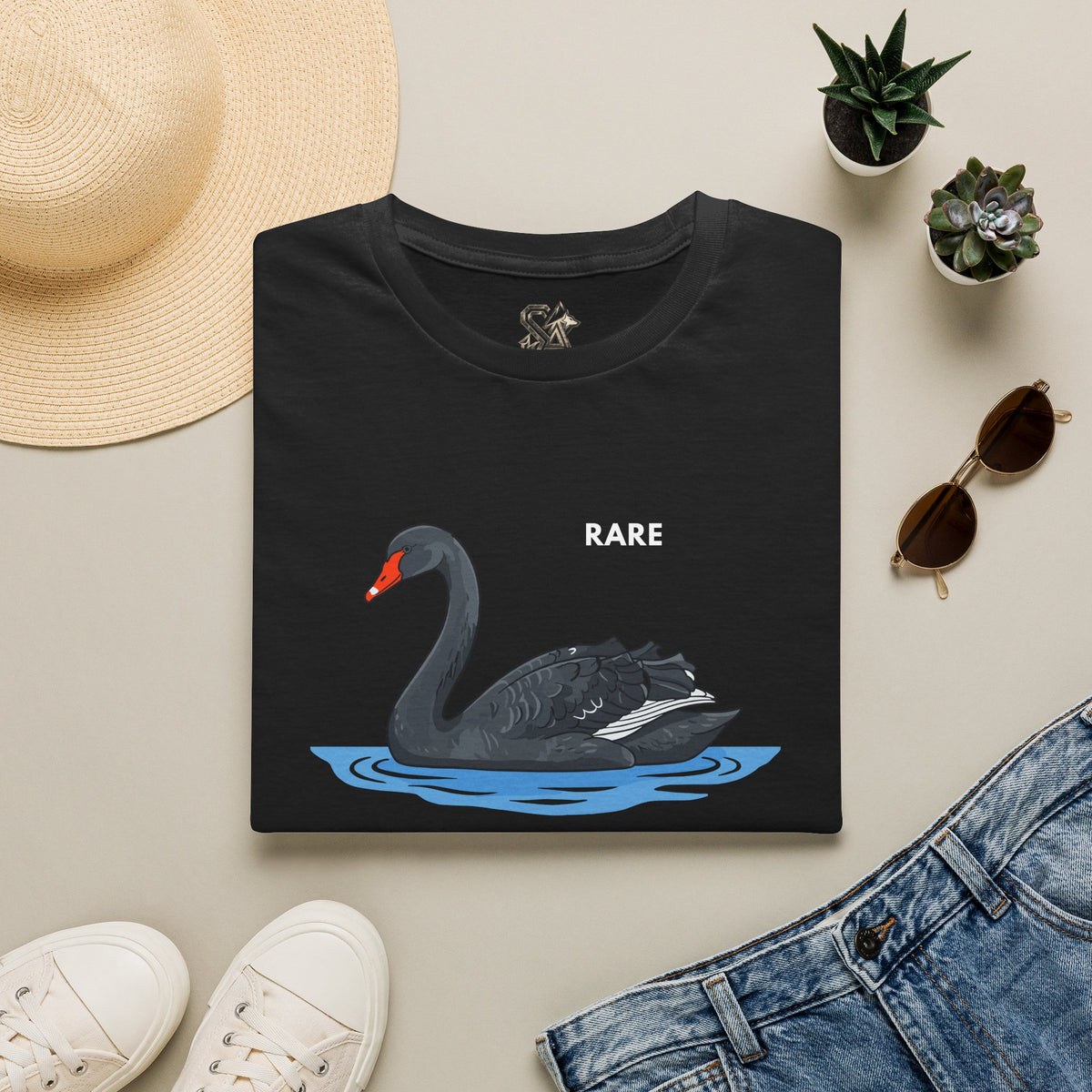 RARE Black Swan T-Shirt Premium Design SKIALFA Unisex