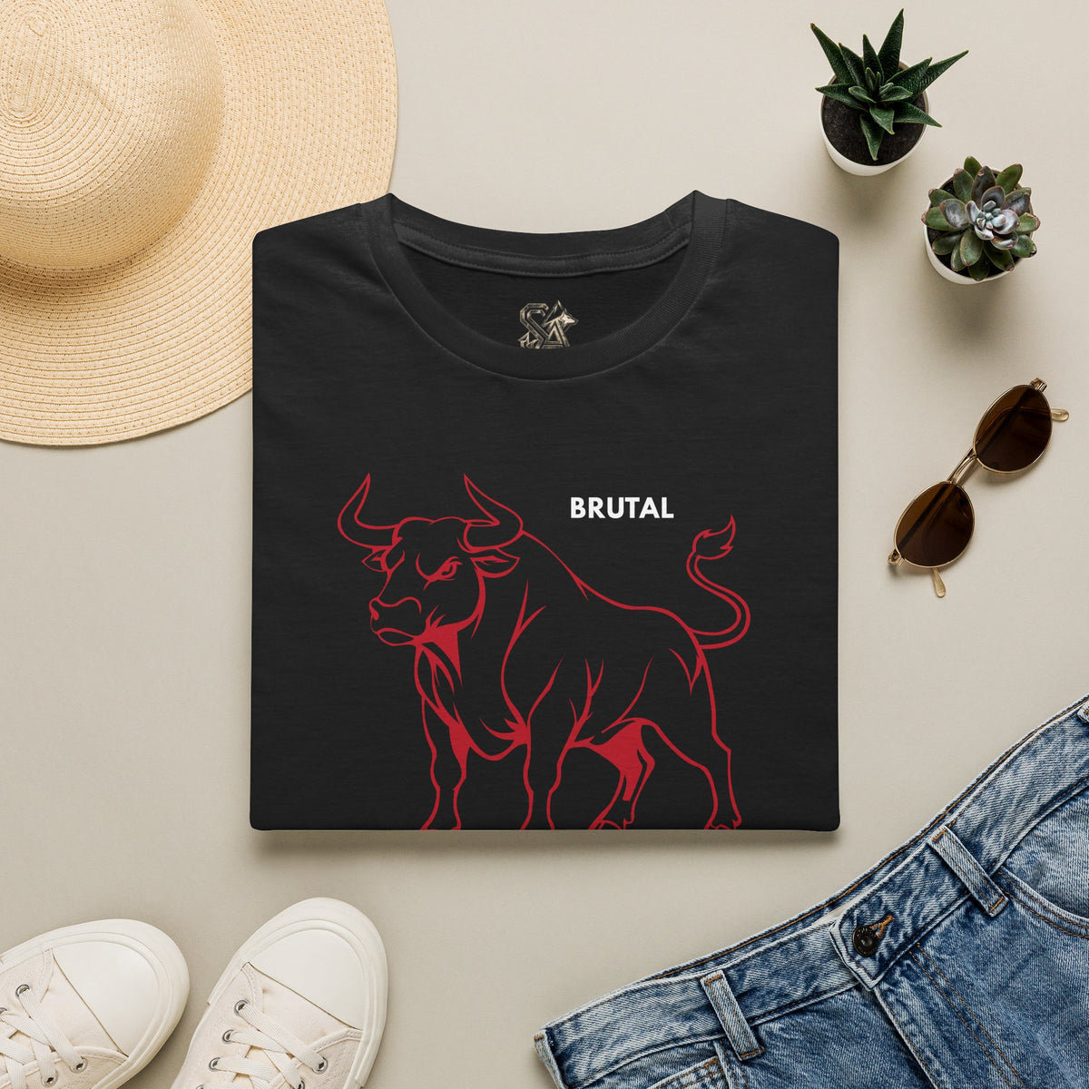 BRUTAL Bull T-Shirt Premium Design SKIALFA Unisex