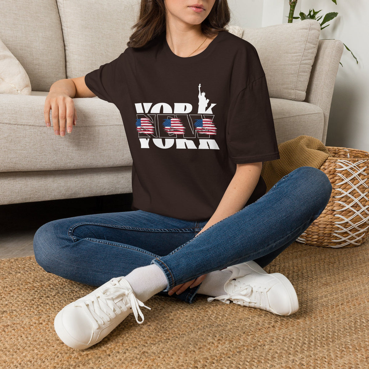 New York American Flag T-Shirt Premium Design SKIALFA Unisex