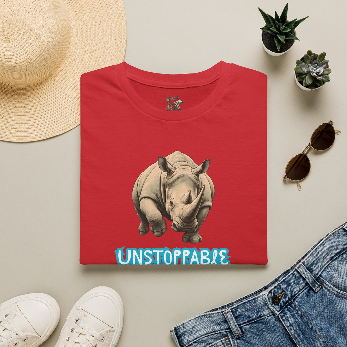 UNSTOPPABLE Rhino T-Shirt Premium Design SKIALFA Unisex