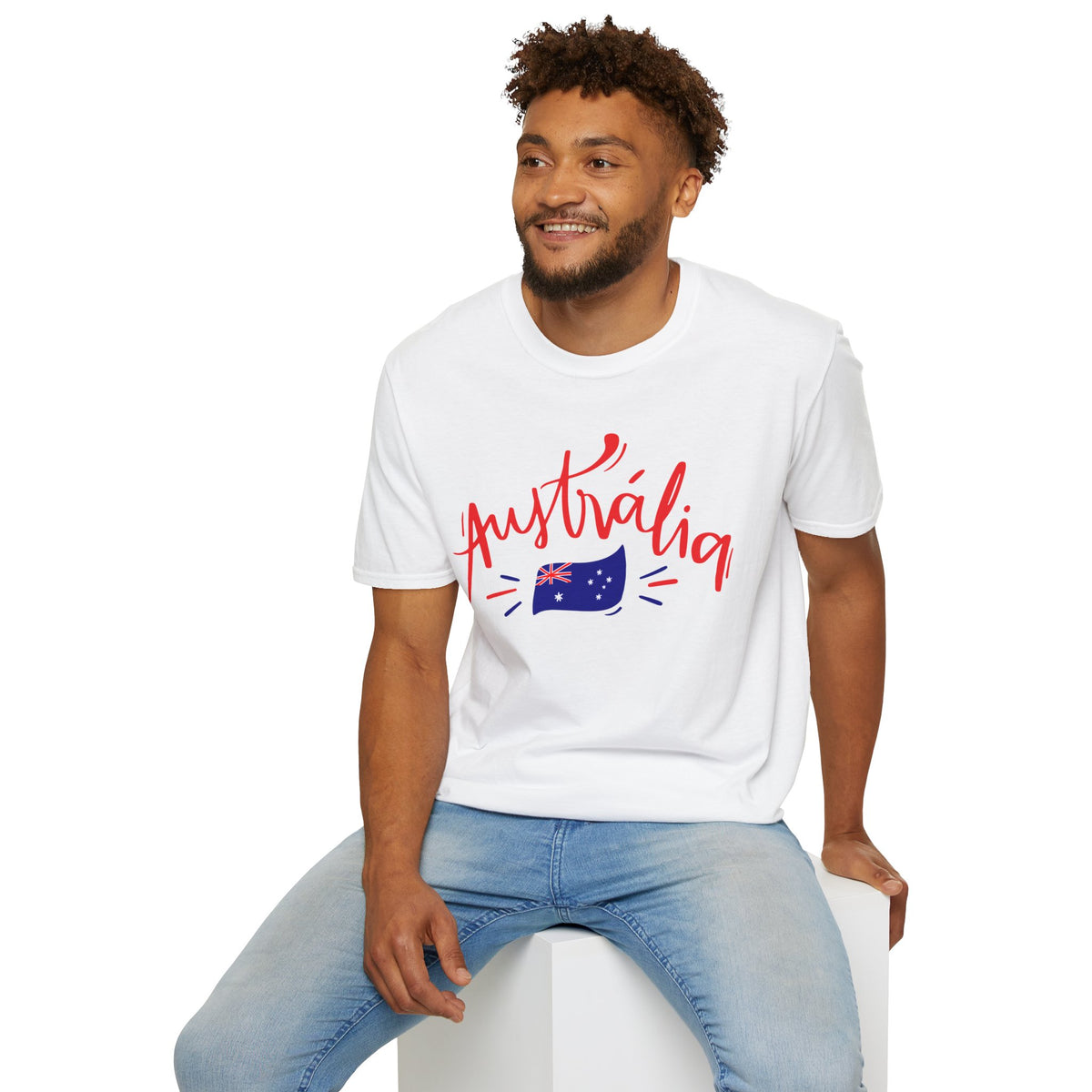 Australia Script Flag T-Shirt Premium Design SKIALFA Unisex
