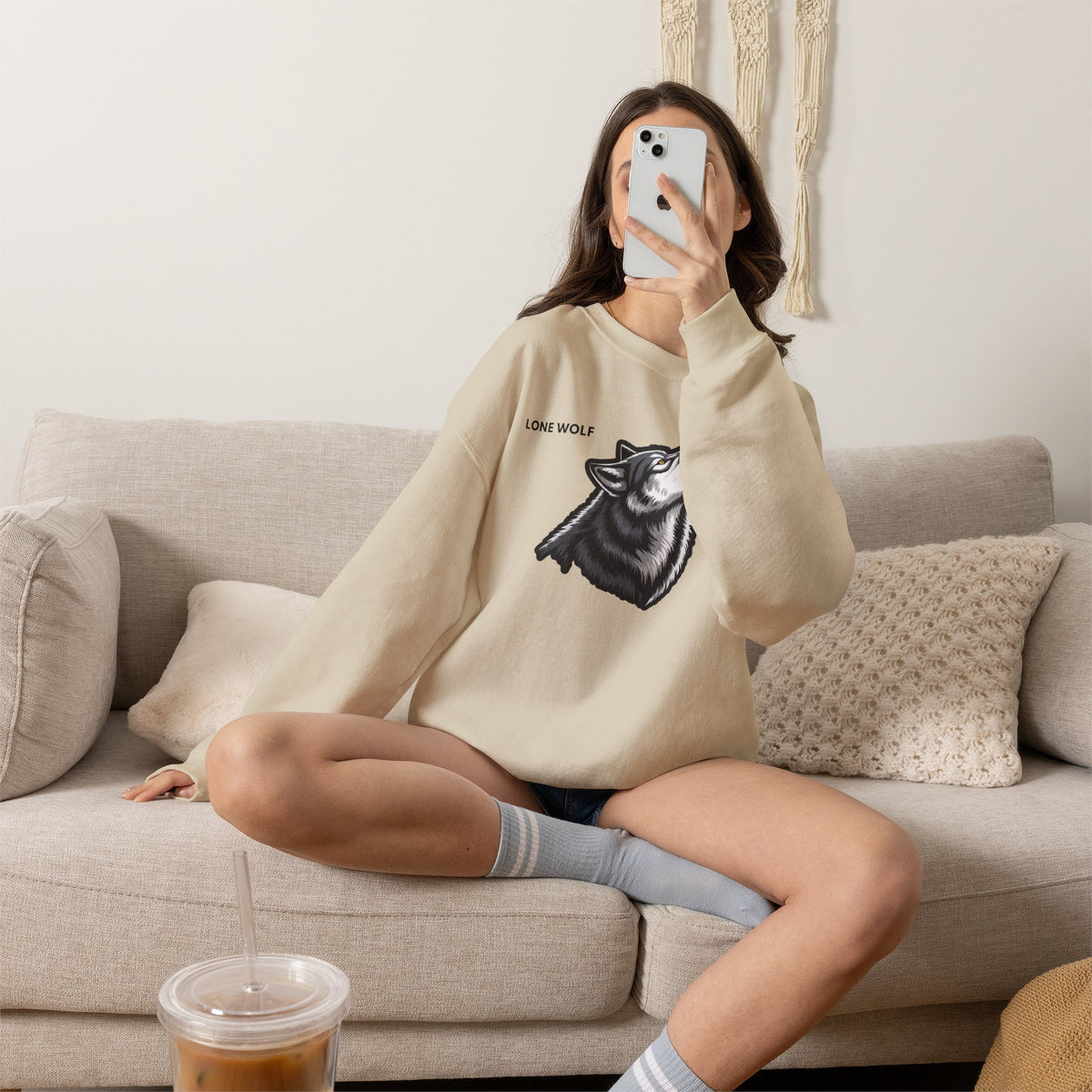 LONE WOLF Sweatshirt Premium Design SKIALFA Unisex