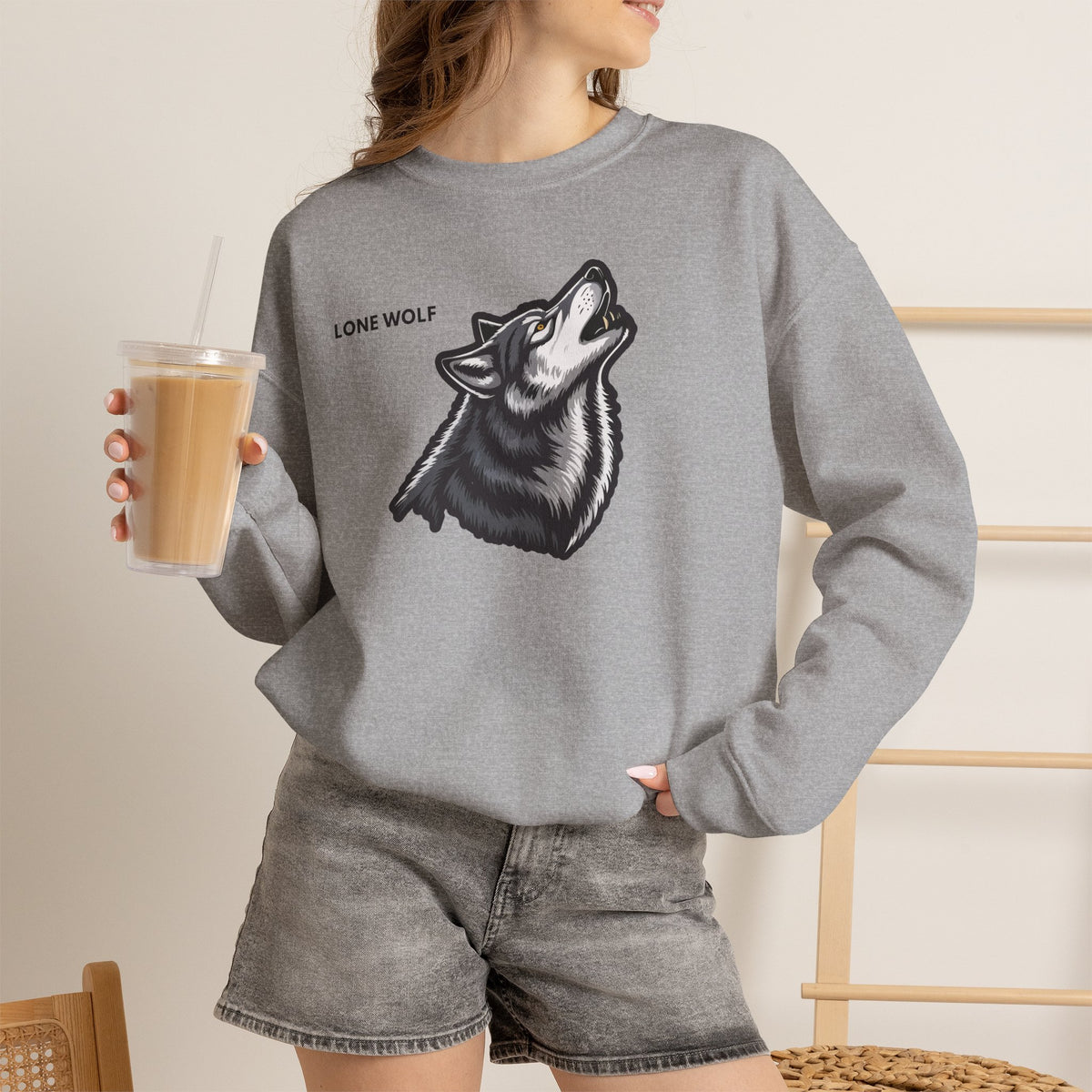 LONE WOLF Sweatshirt Premium Design SKIALFA Unisex