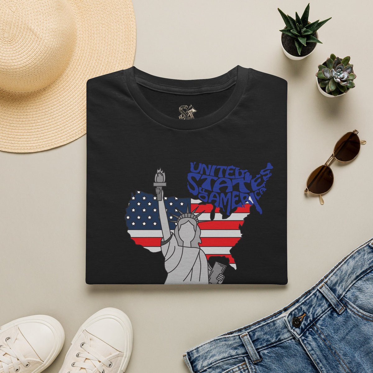 United States America T-Shirt Premium Design SKIALFA Unisex