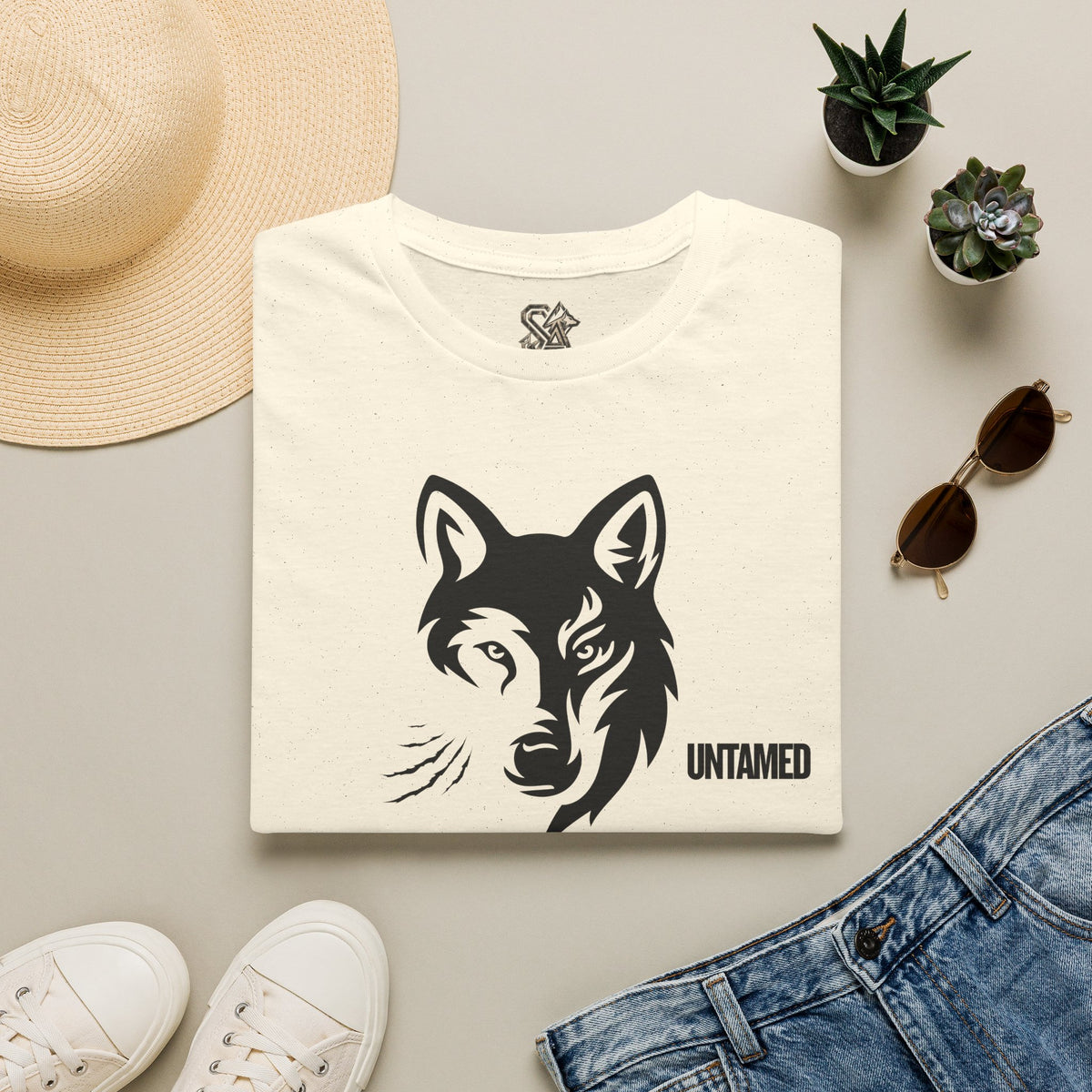 UNTAMED Wolf T-Shirt Premium Design SKIALFA Unisex