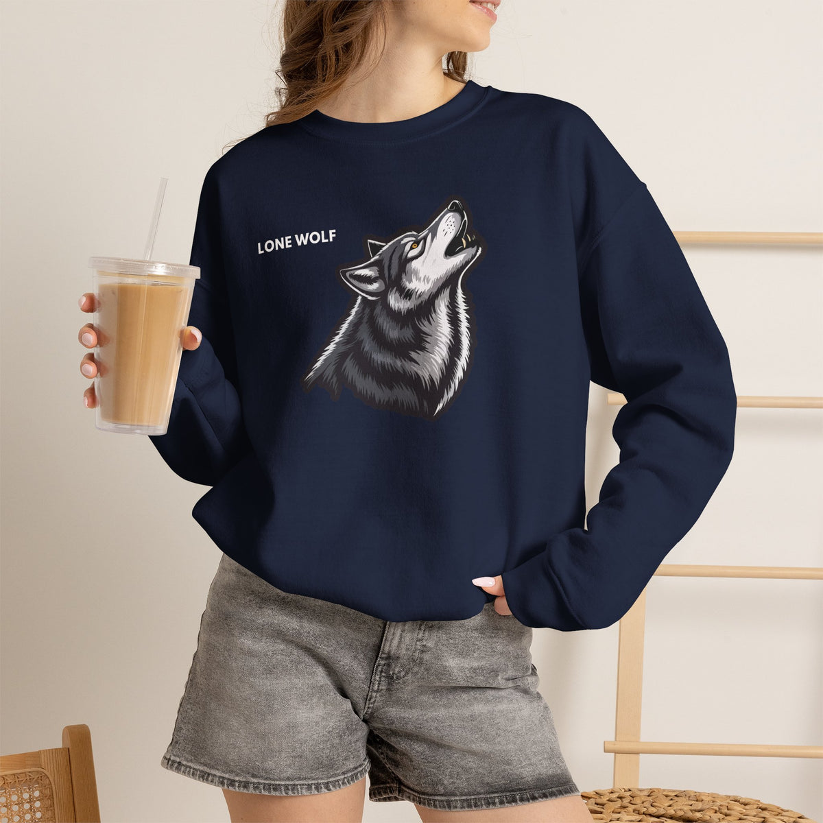 LONE WOLF Sweatshirt Premium Design SKIALFA Unisex