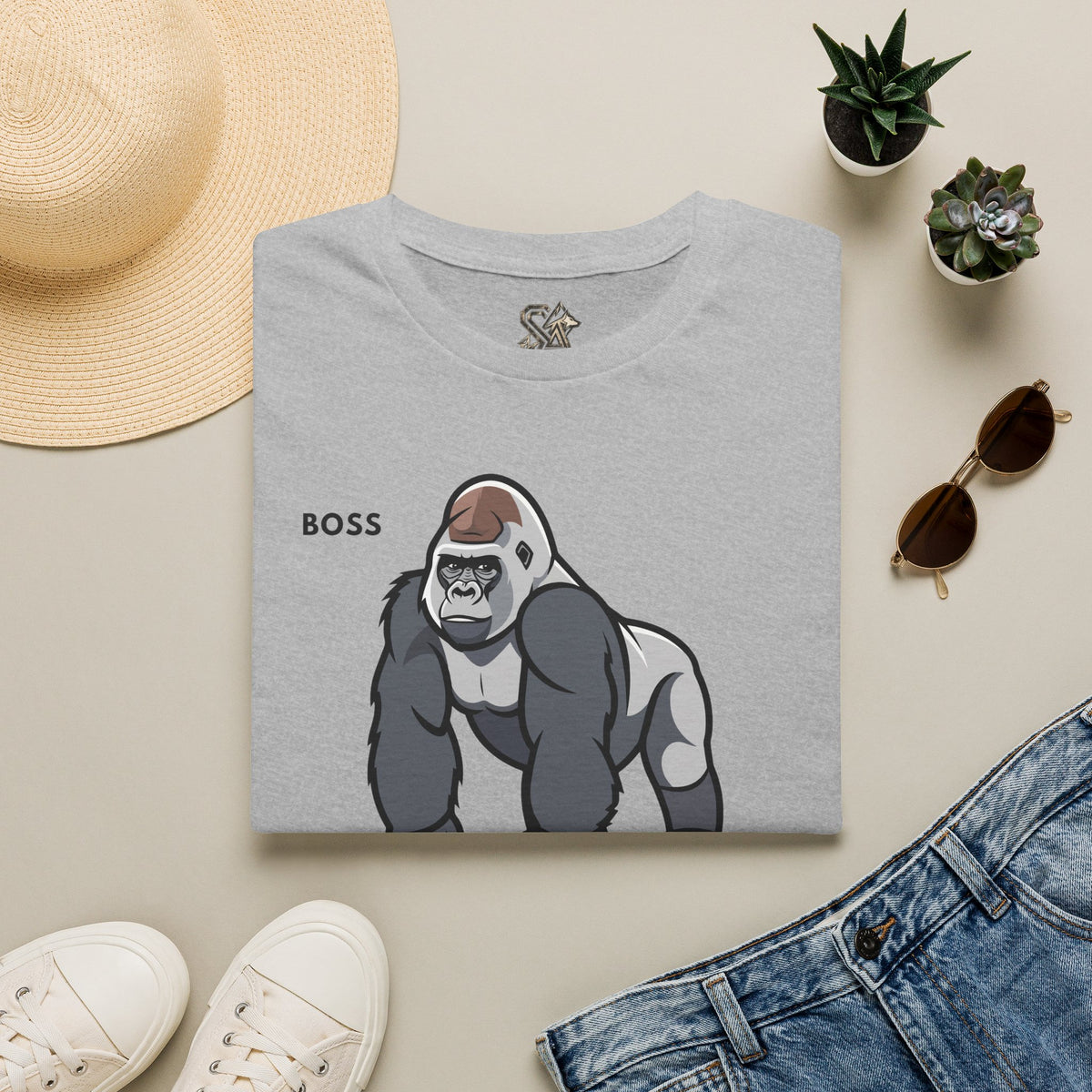 BOSS Gorilla T-Shirt Premium Design SKIALFA Unisex