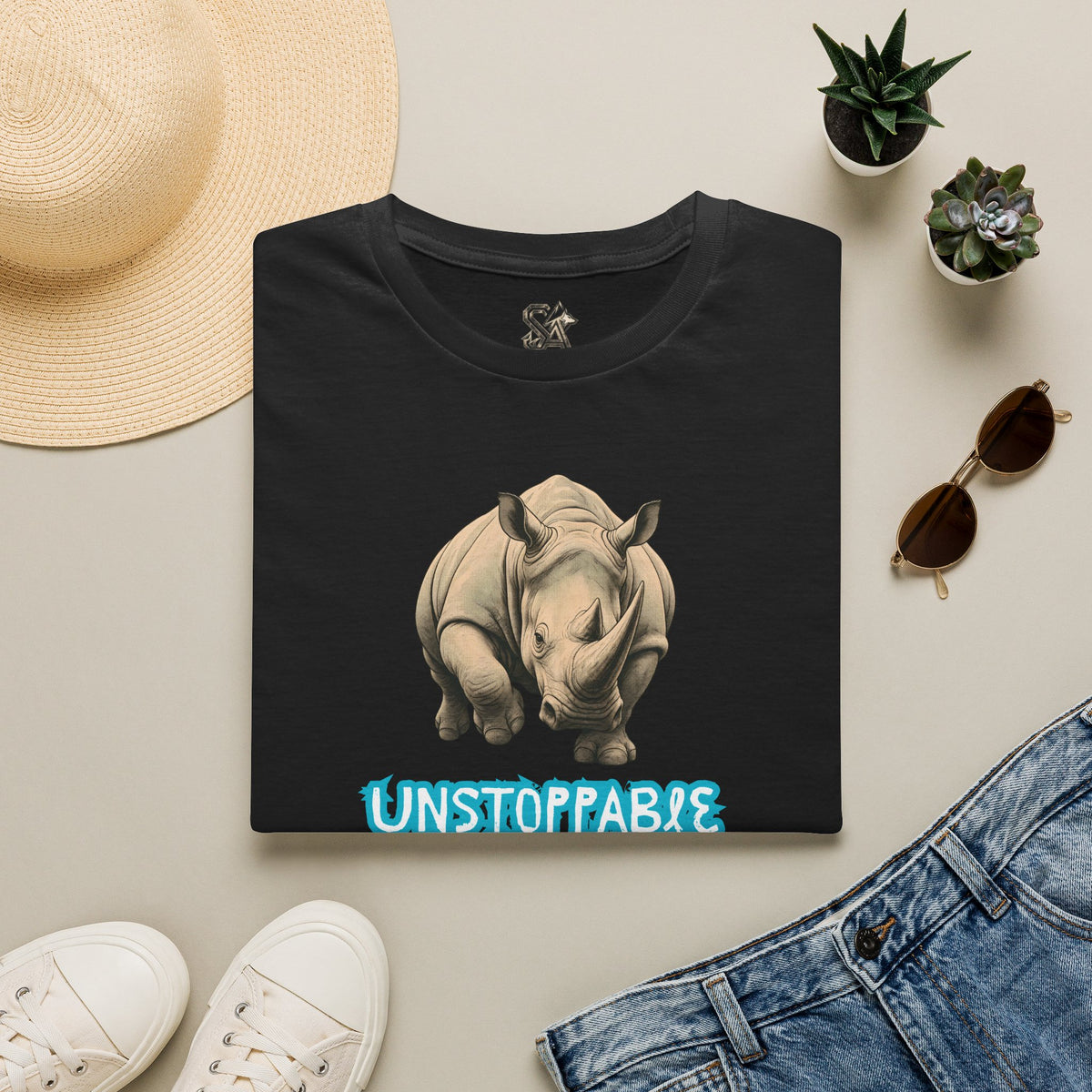 UNSTOPPABLE Rhino T-Shirt Premium Design SKIALFA Unisex