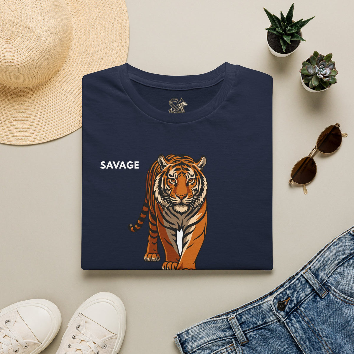SAVAGE Tiger T-Shirt Premium Design SKIALFA Unisex