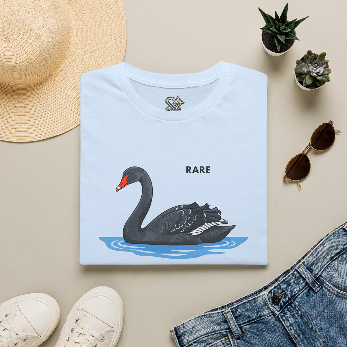 RARE Black Swan T-Shirt Premium Design SKIALFA Unisex