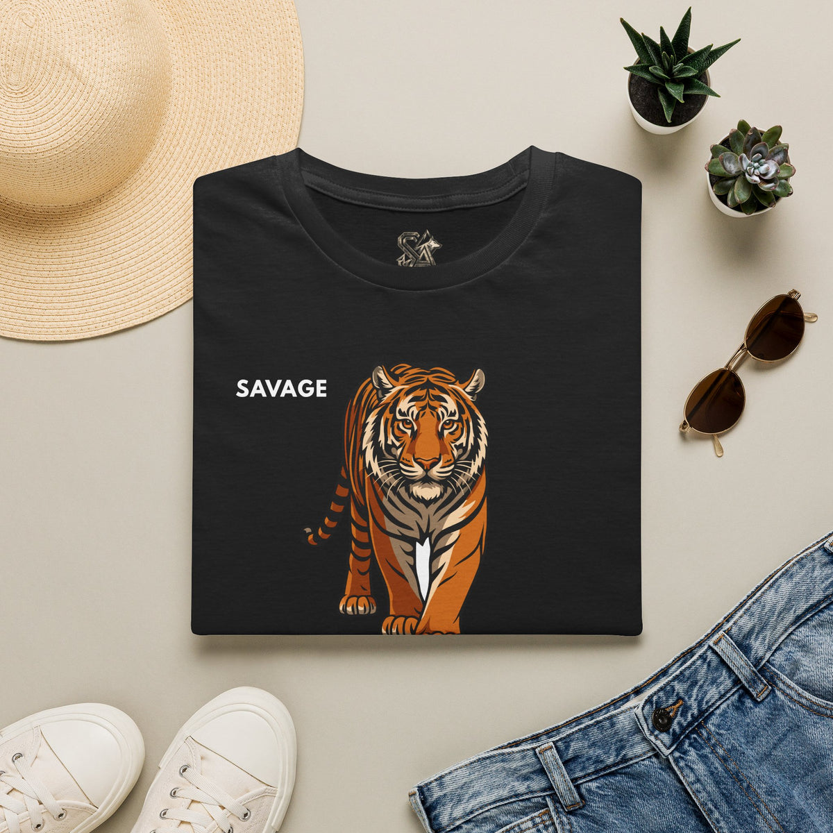 SAVAGE Tiger T-Shirt Premium Design SKIALFA Unisex