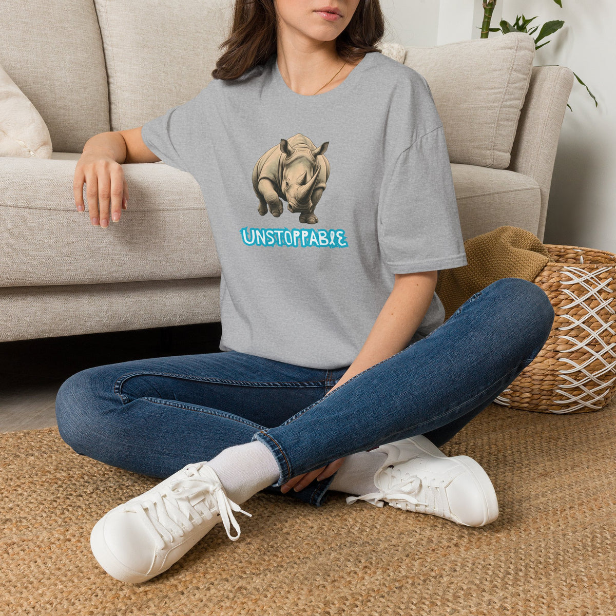 UNSTOPPABLE Rhino T-Shirt Premium Design SKIALFA Unisex