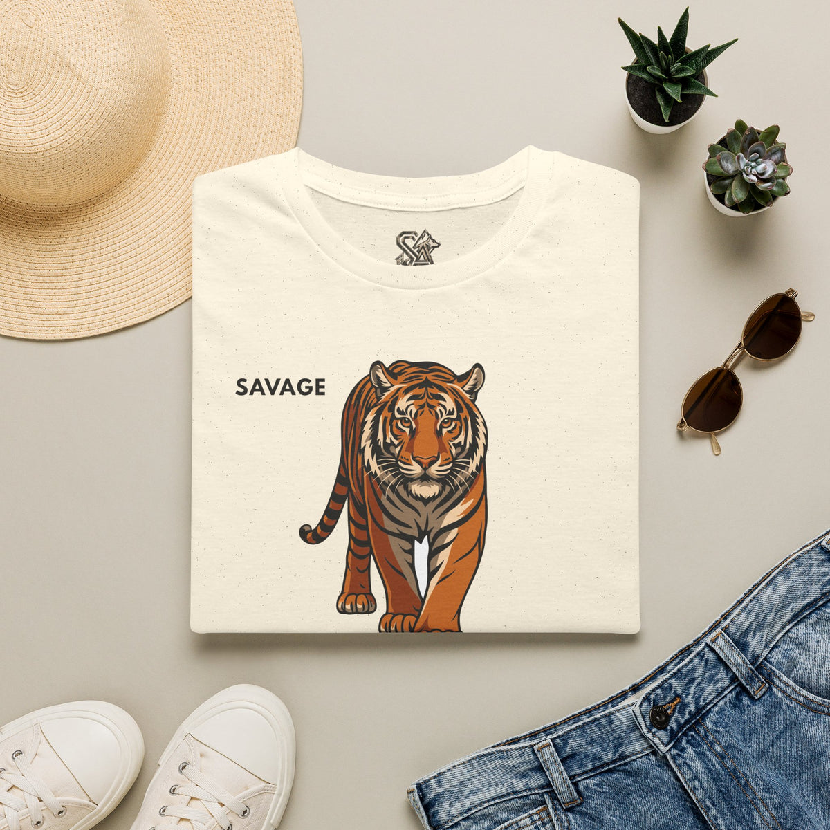 SAVAGE Tiger T-Shirt Premium Design SKIALFA Unisex