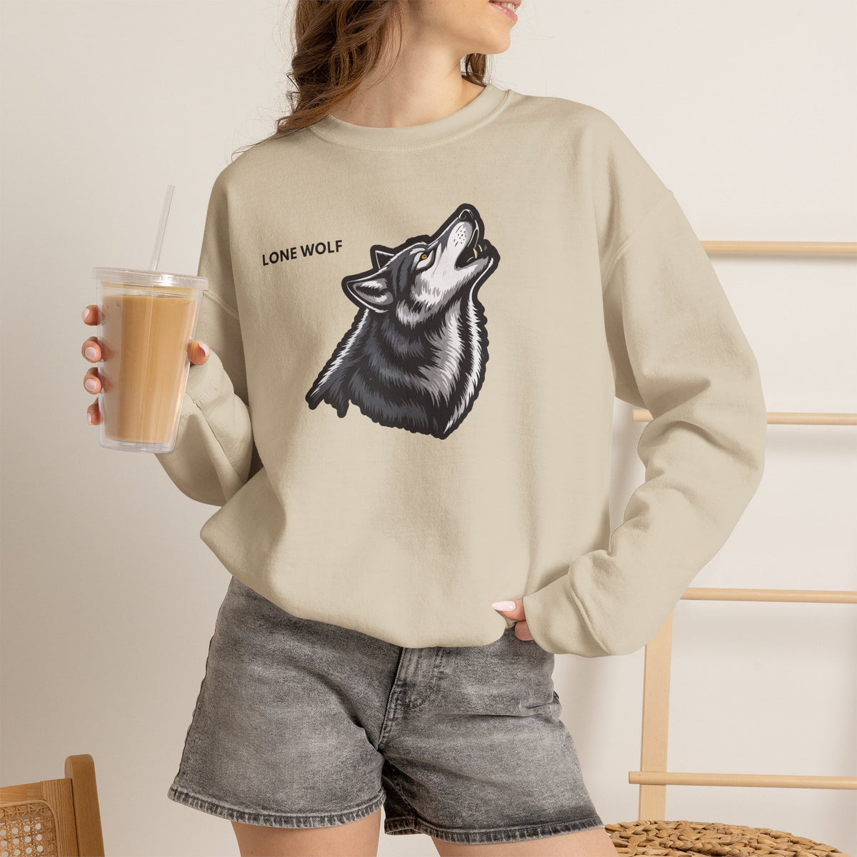 LONE WOLF Sweatshirt Premium Design SKIALFA Unisex