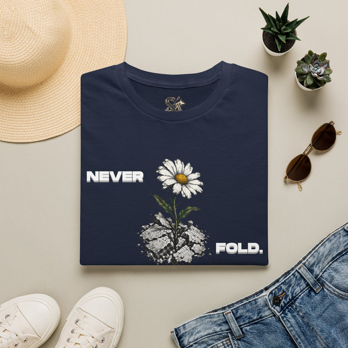 NEVER FOLD T-Shirt Premium Design SKIALFA Unisex