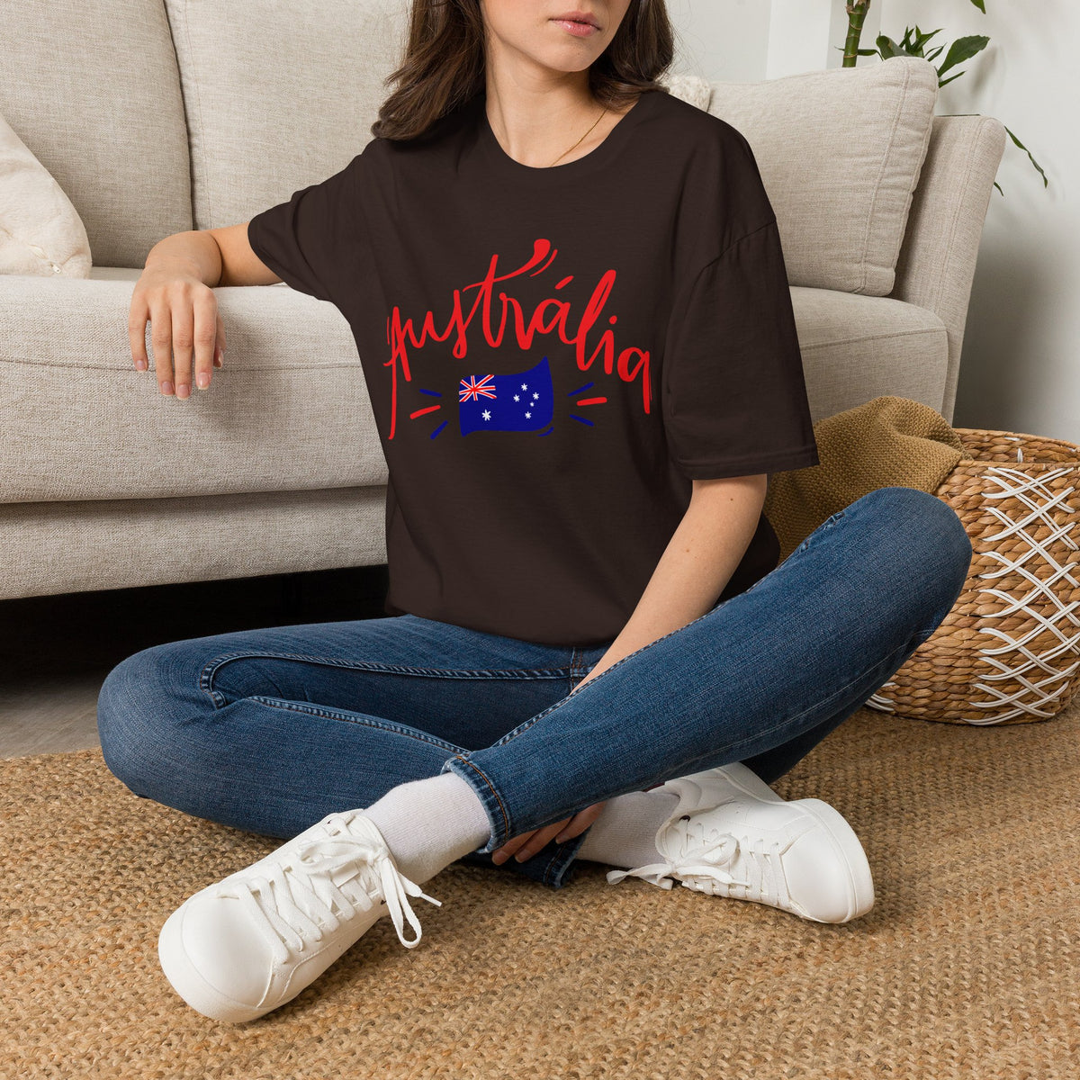 Australia Script Flag T-Shirt Premium Design SKIALFA Unisex
