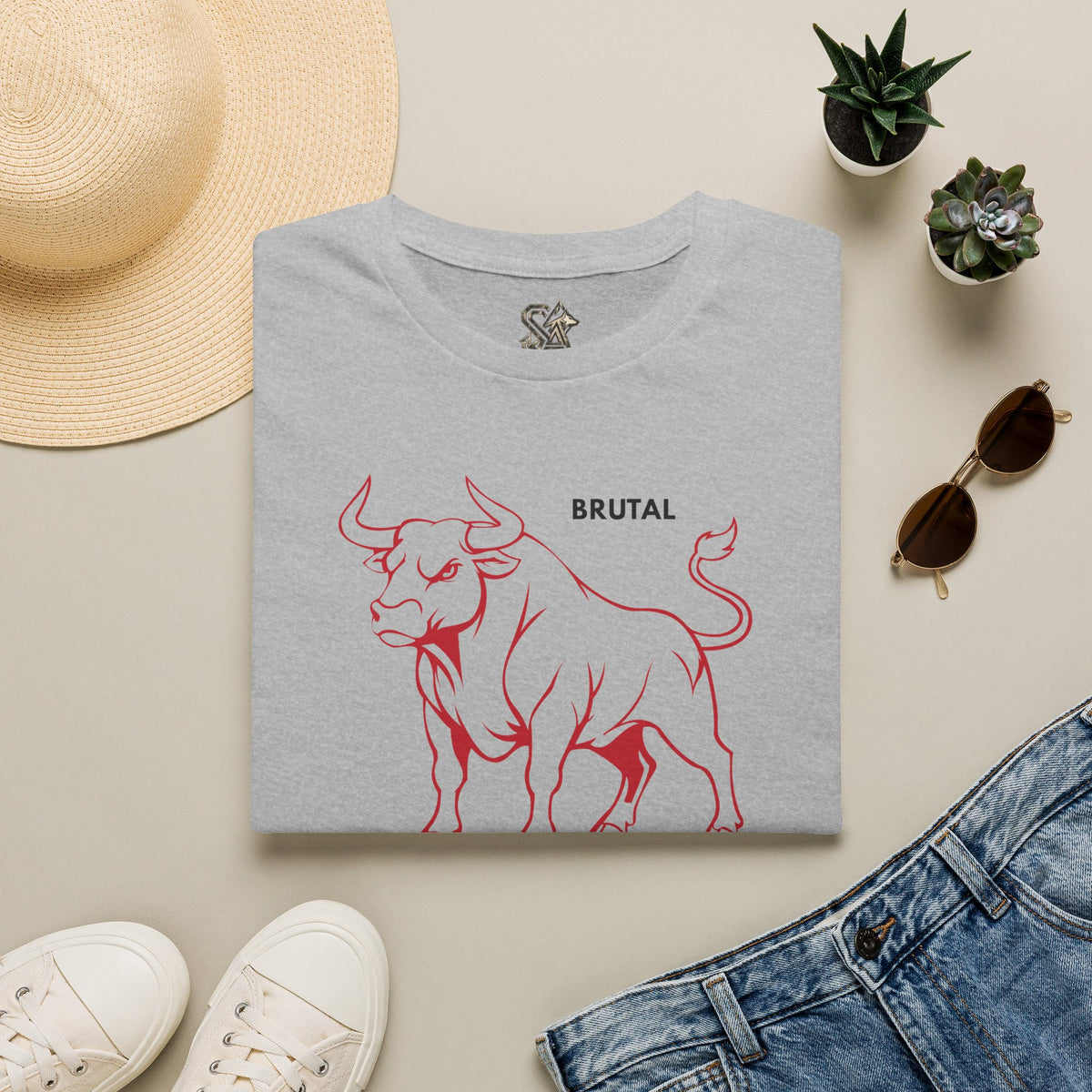 BRUTAL Bull T-Shirt Premium Design SKIALFA Unisex