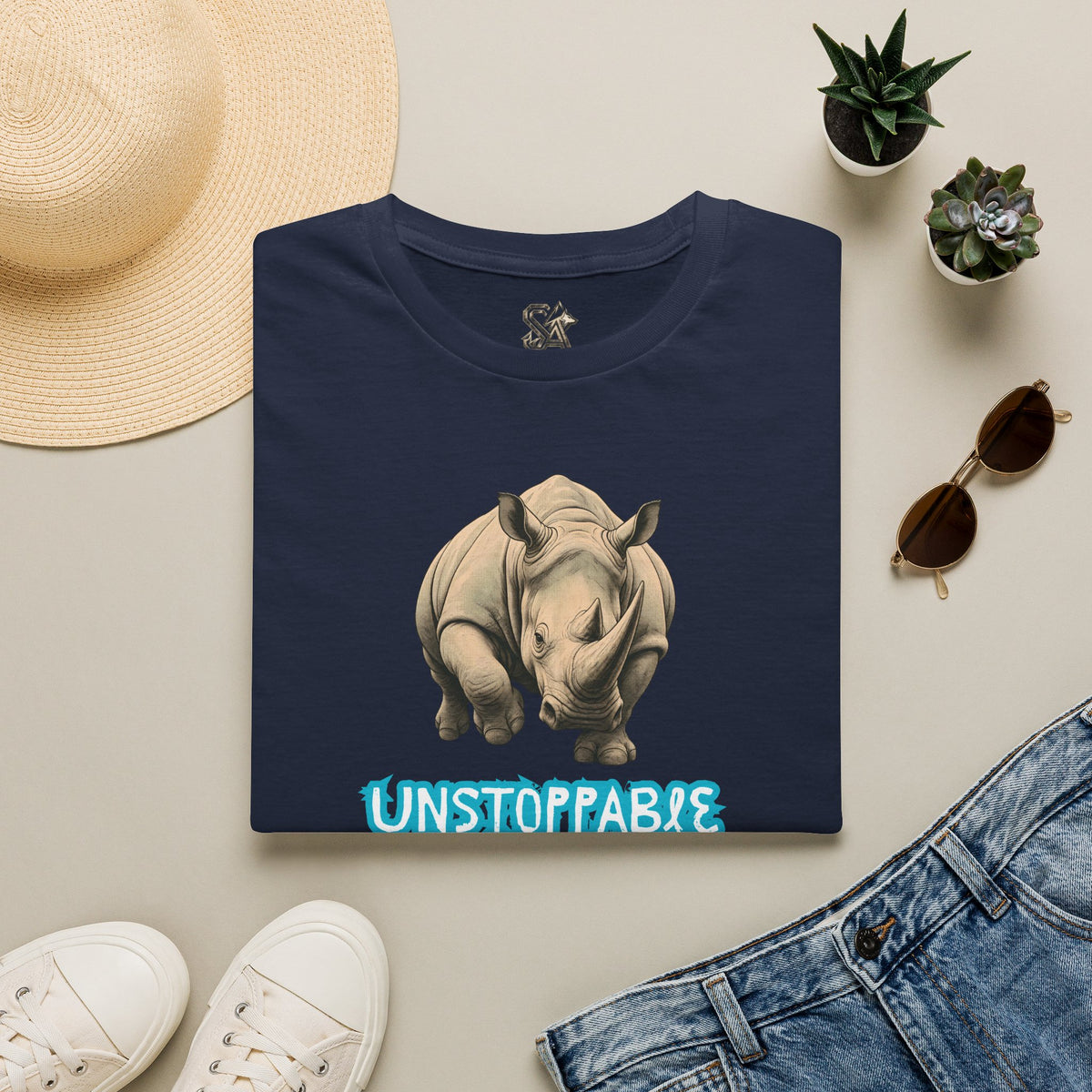UNSTOPPABLE Rhino T-Shirt Premium Design SKIALFA Unisex