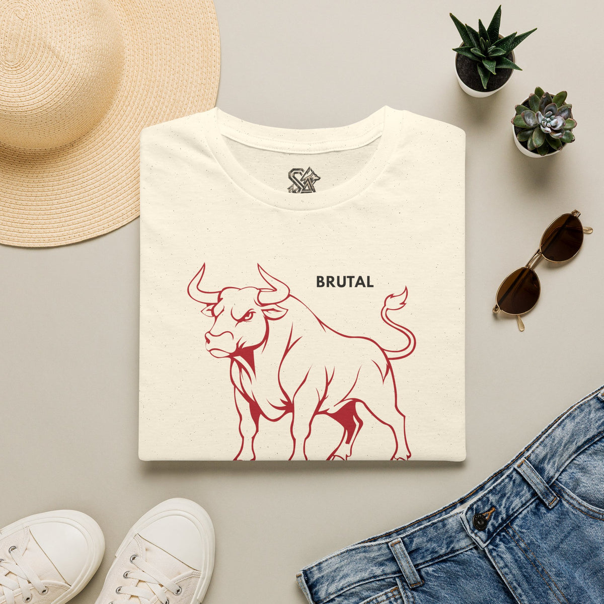 BRUTAL Bull T-Shirt Premium Design SKIALFA Unisex