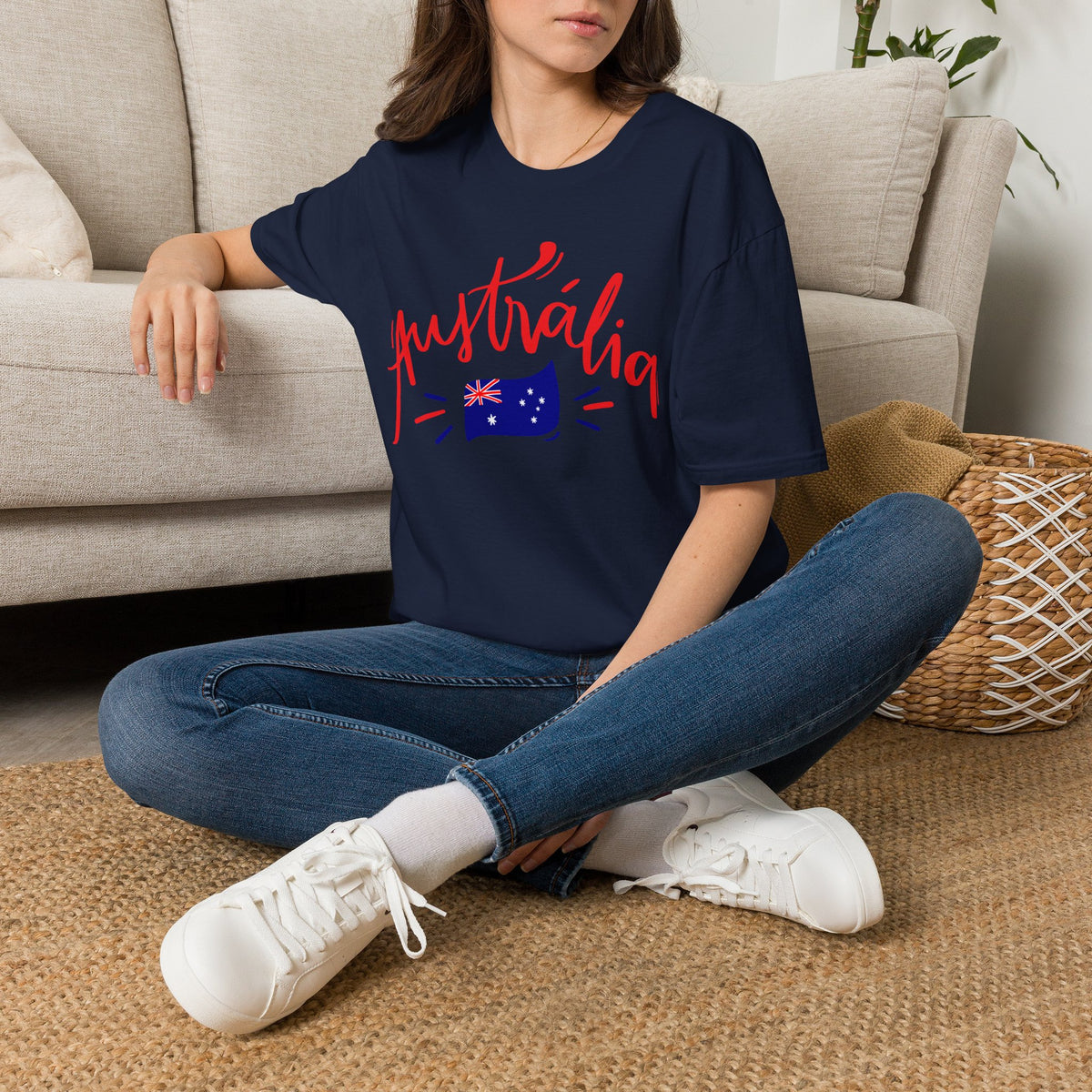Australia Script Flag T-Shirt Premium Design SKIALFA Unisex