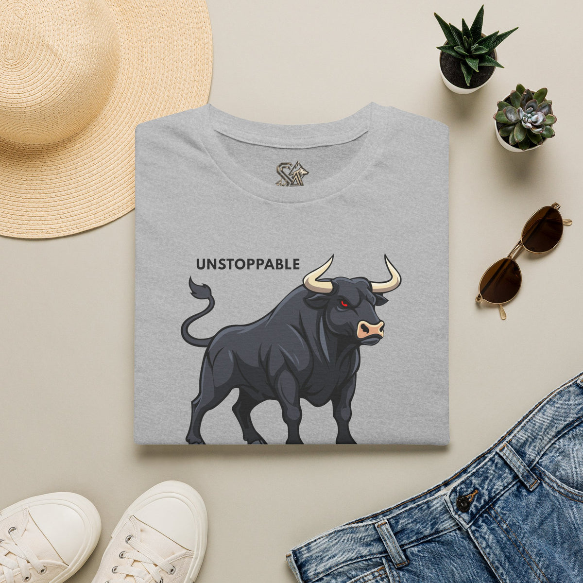UNSTOPPABLE Bull T-Shirt Premium Design SKIALFA Unisex