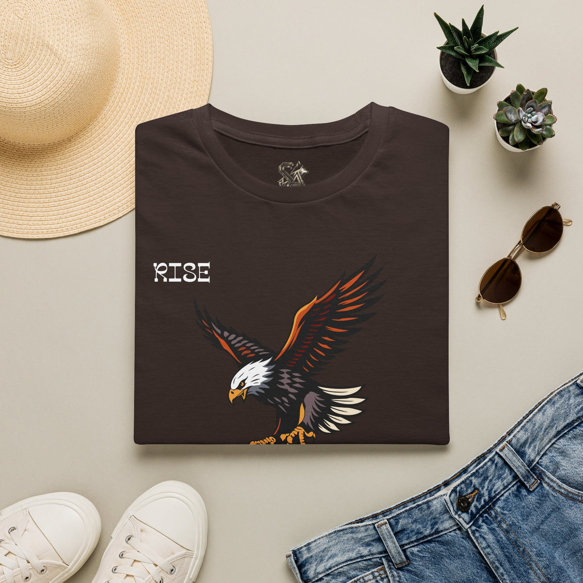 RISE Eagle T-Shirt Premium Design SKIALFA Unisex