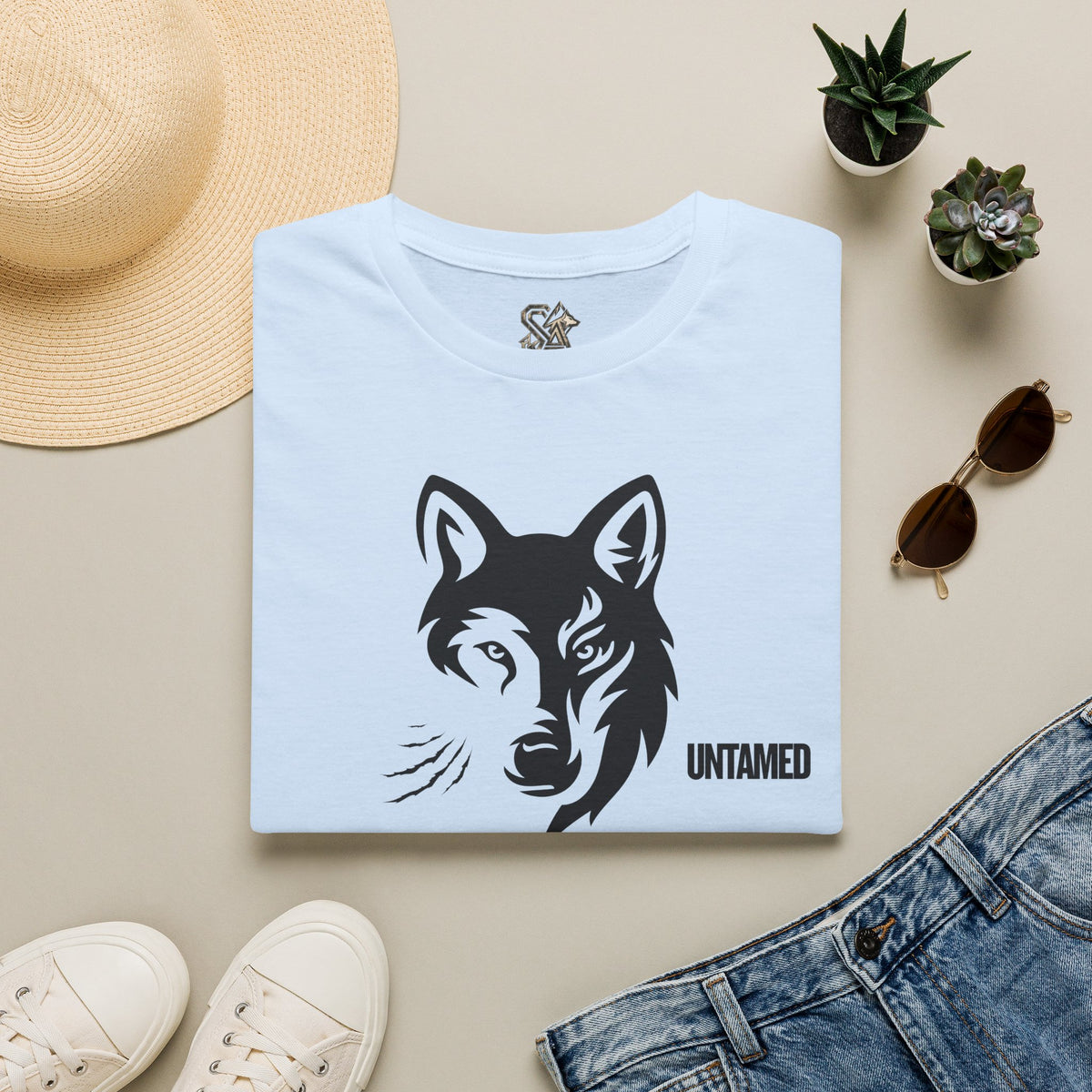 UNTAMED Wolf T-Shirt Premium Design SKIALFA Unisex