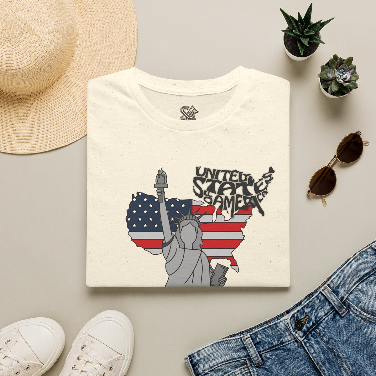 United States America T-Shirt Premium Design SKIALFA Unisex