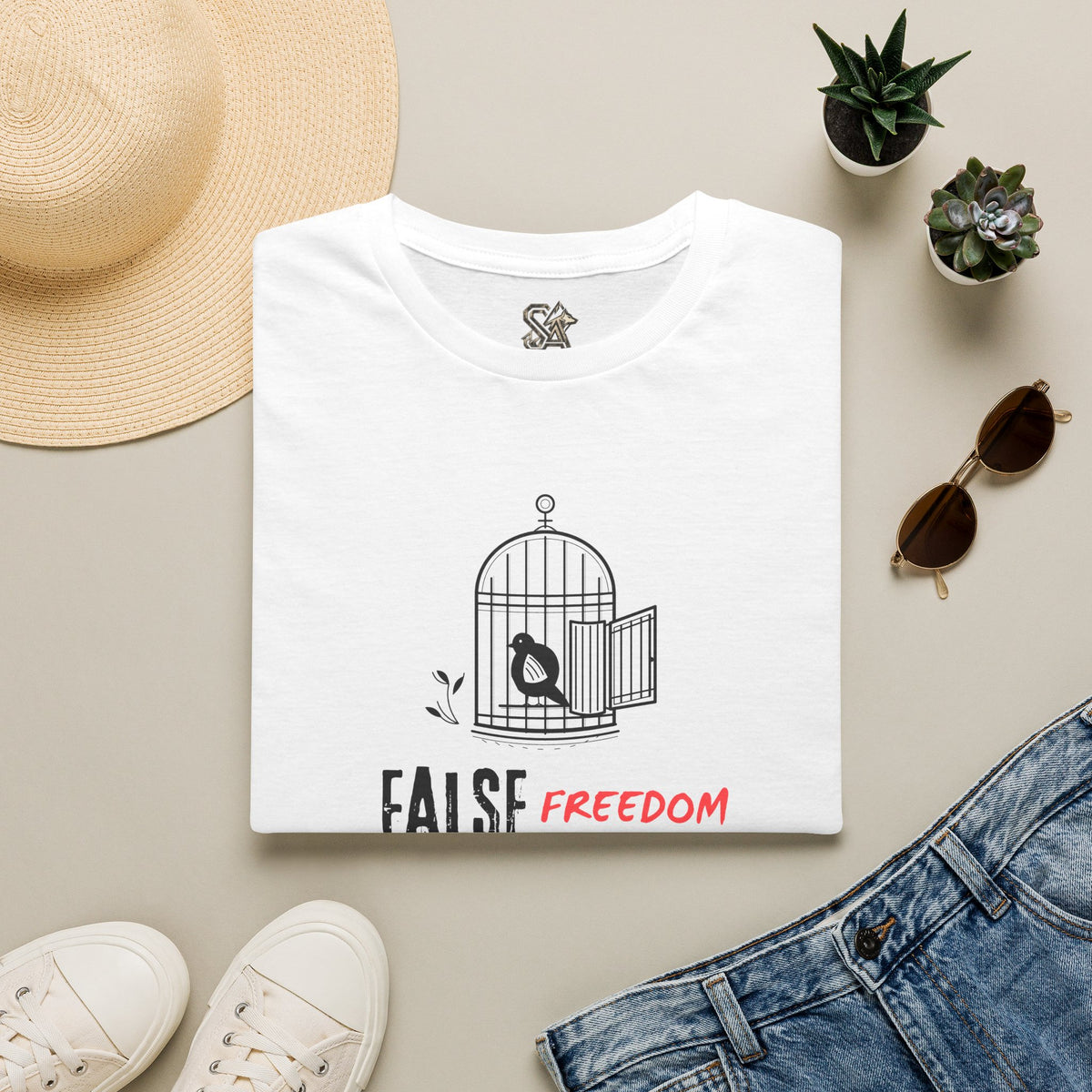 FALSE FREEDOM T-Shirt Premium Design SKIALFA Unisex