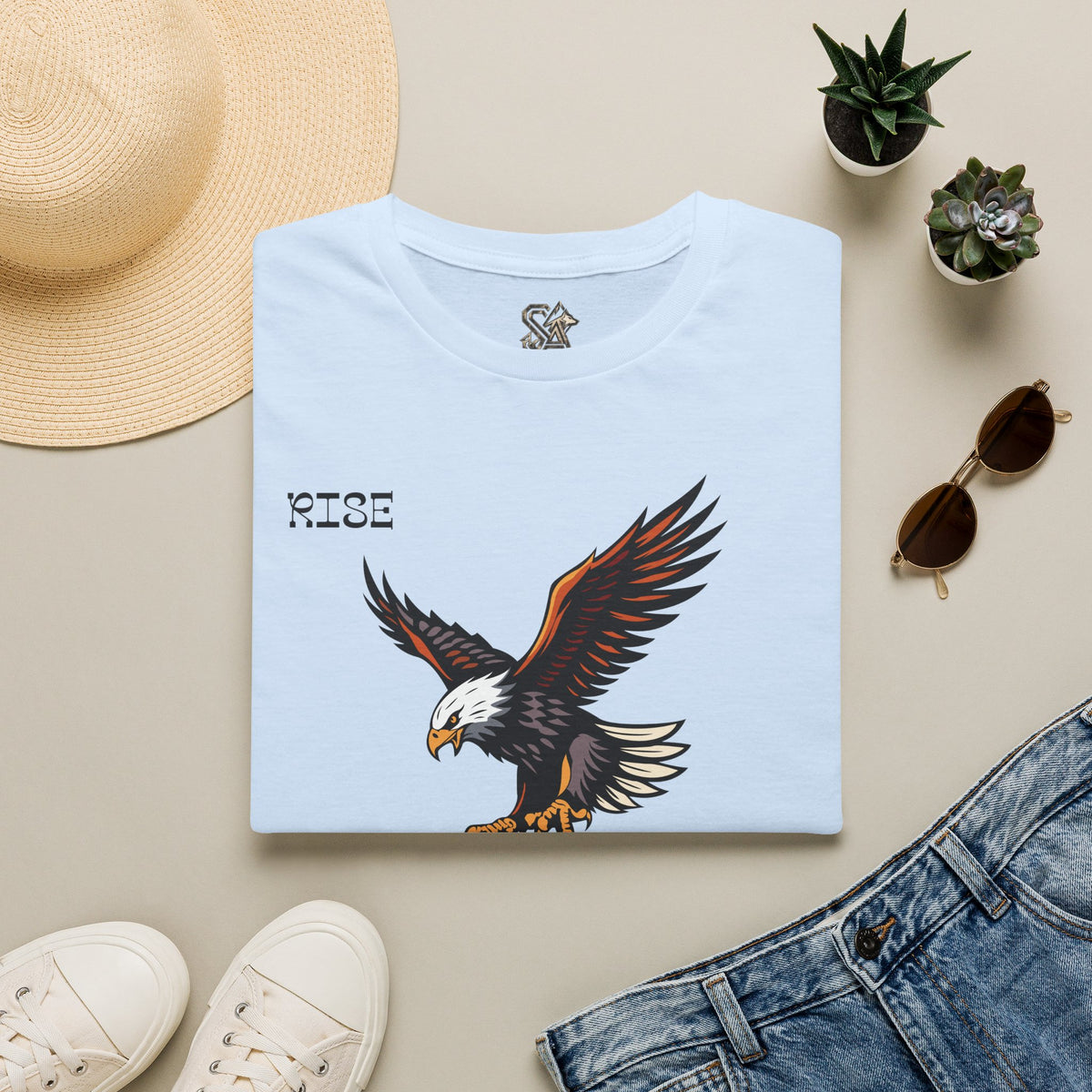 RISE Eagle T-Shirt Premium Design SKIALFA Unisex