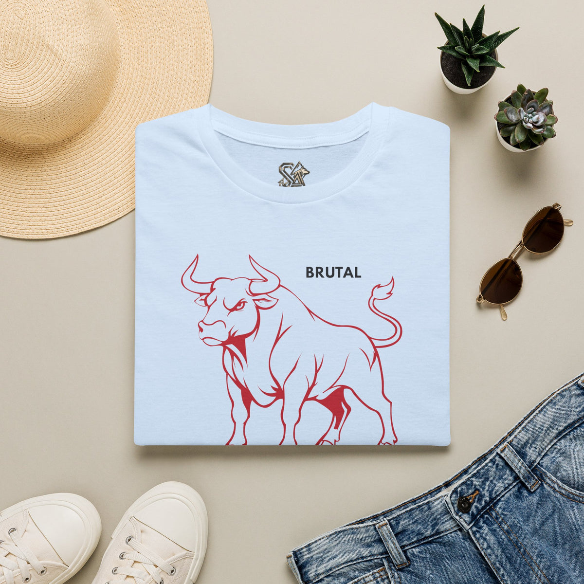BRUTAL Bull T-Shirt Premium Design SKIALFA Unisex