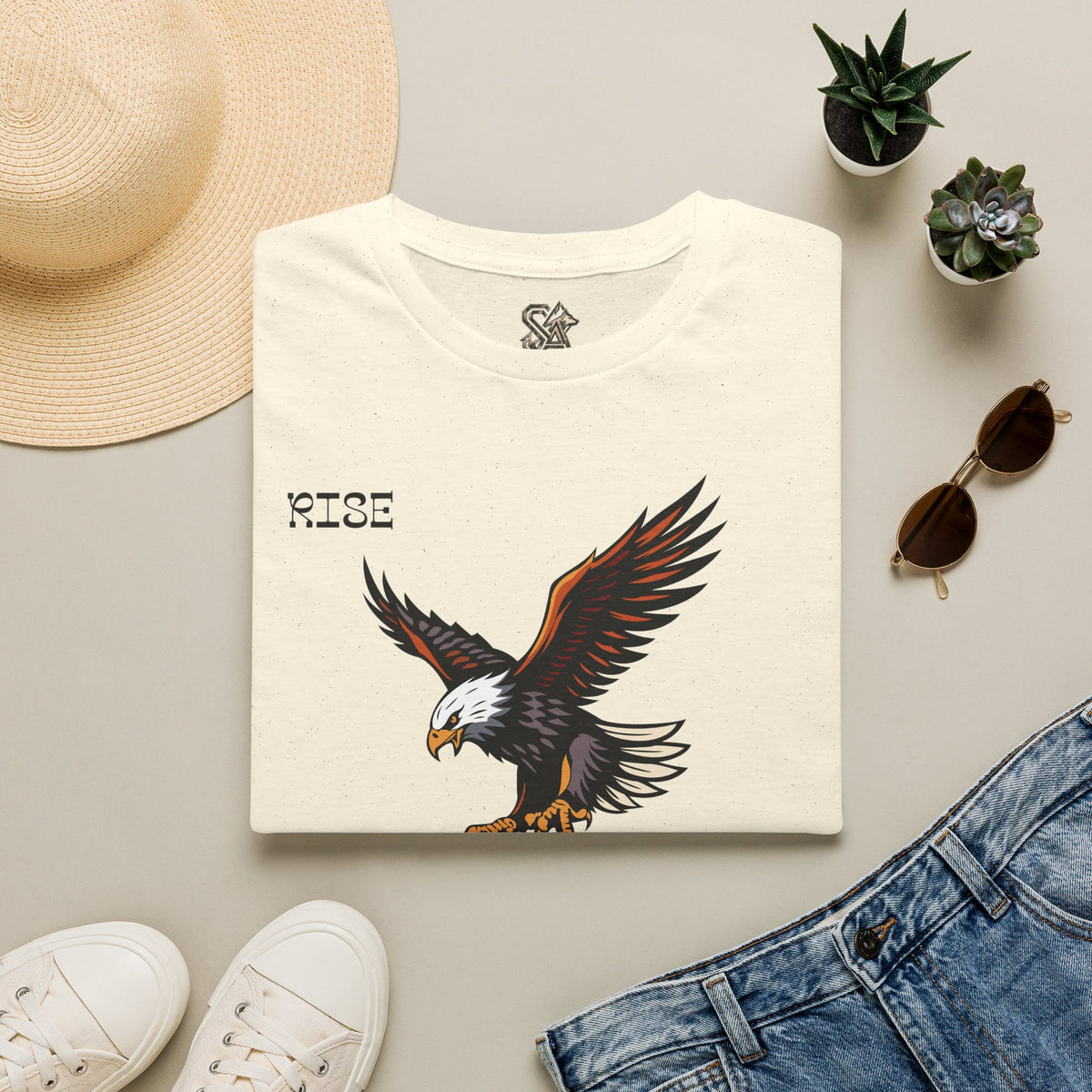 RISE Eagle T-Shirt Premium Design SKIALFA Unisex