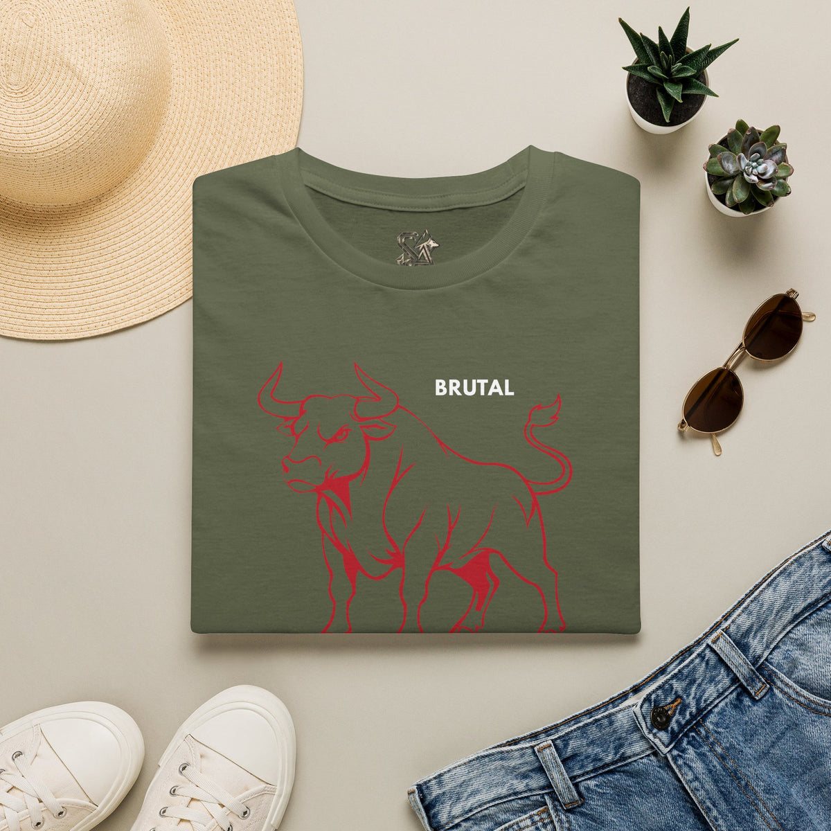 BRUTAL Bull T-Shirt Premium Design SKIALFA Unisex