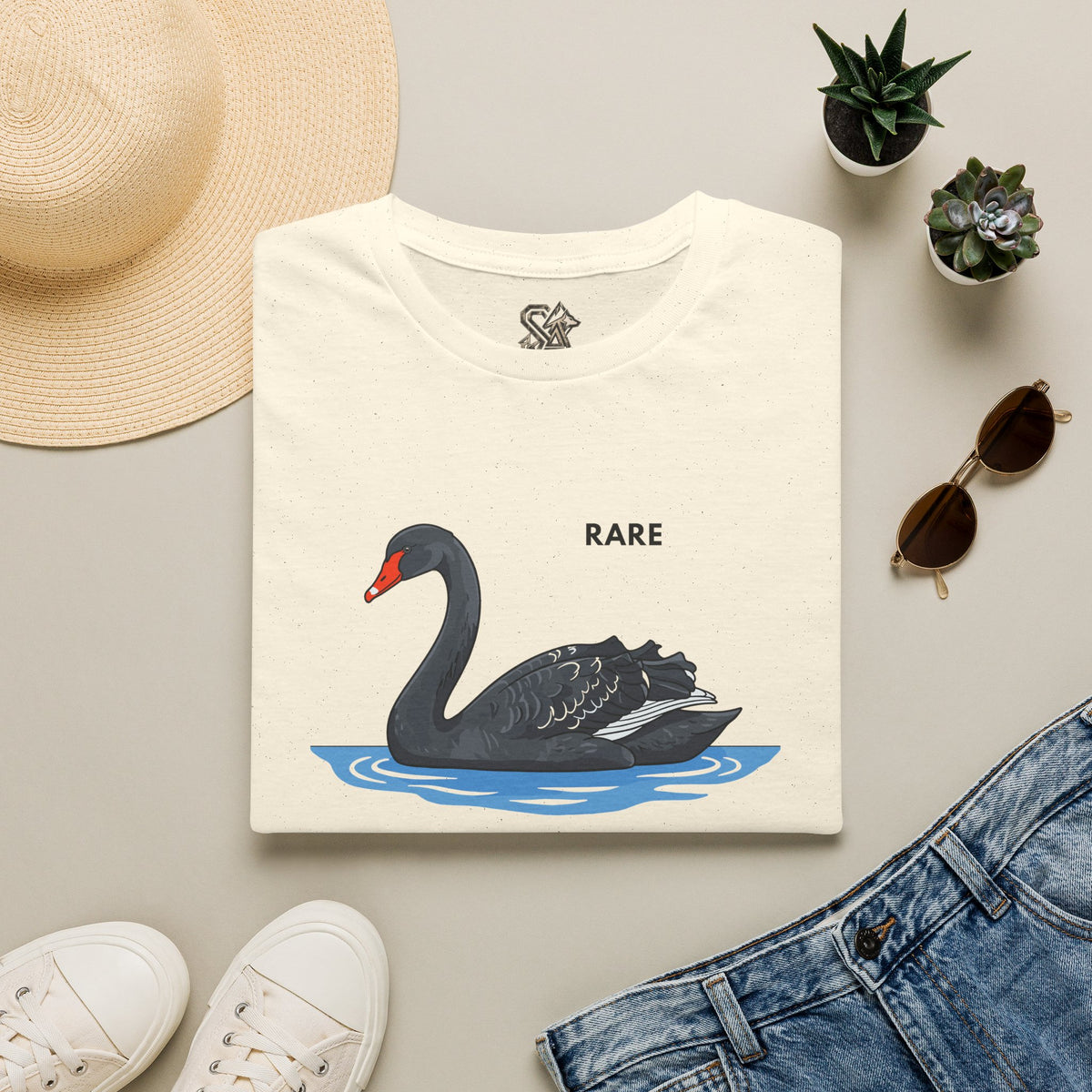 RARE Black Swan T-Shirt Premium Design SKIALFA Unisex