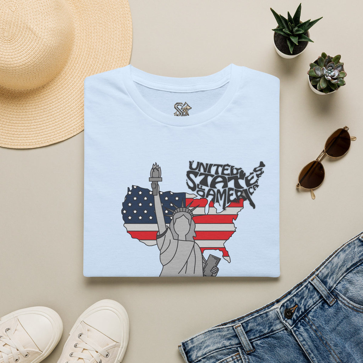 United States America T-Shirt Premium Design SKIALFA Unisex
