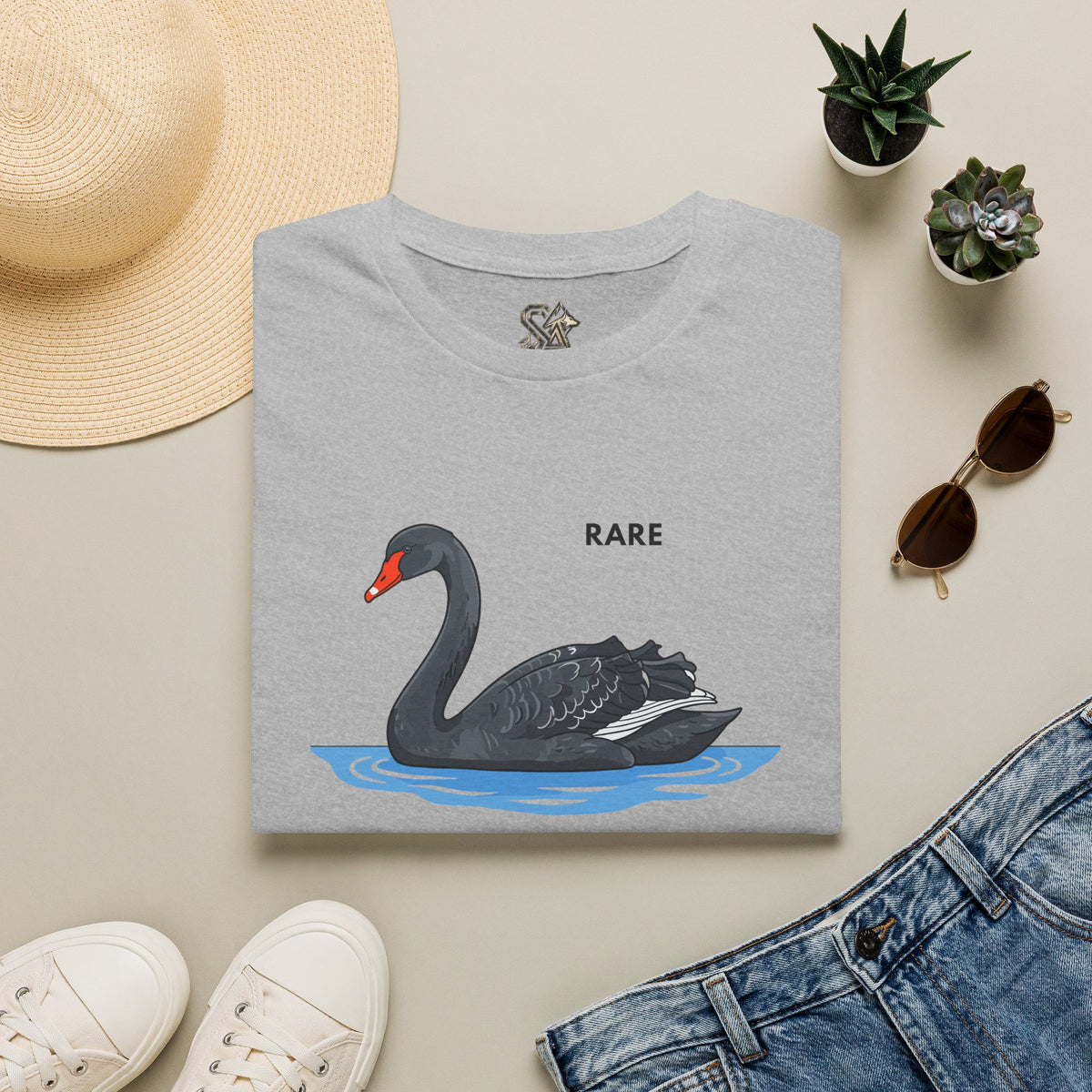 RARE Black Swan T-Shirt Premium Design SKIALFA Unisex