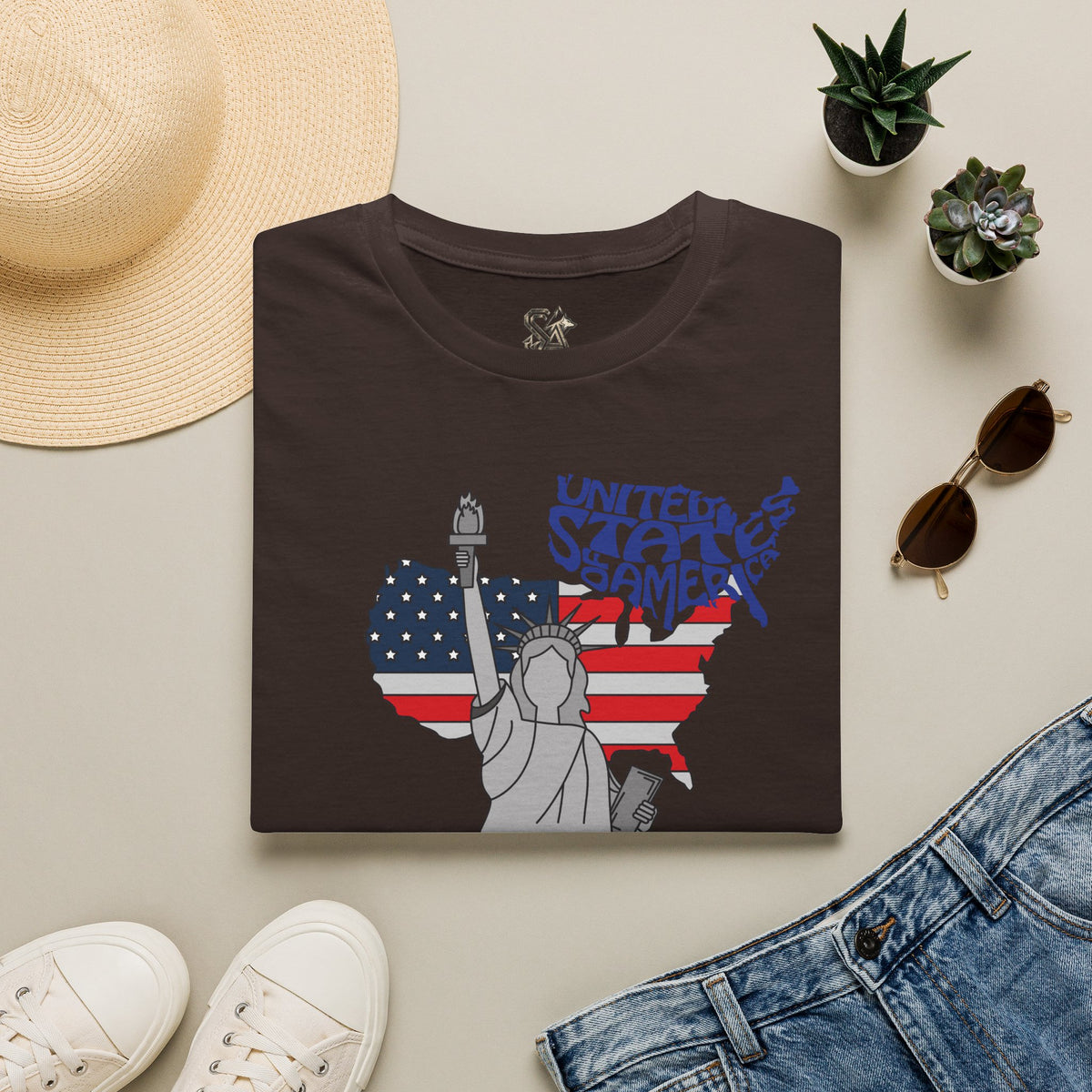 United States America T-Shirt Premium Design SKIALFA Unisex