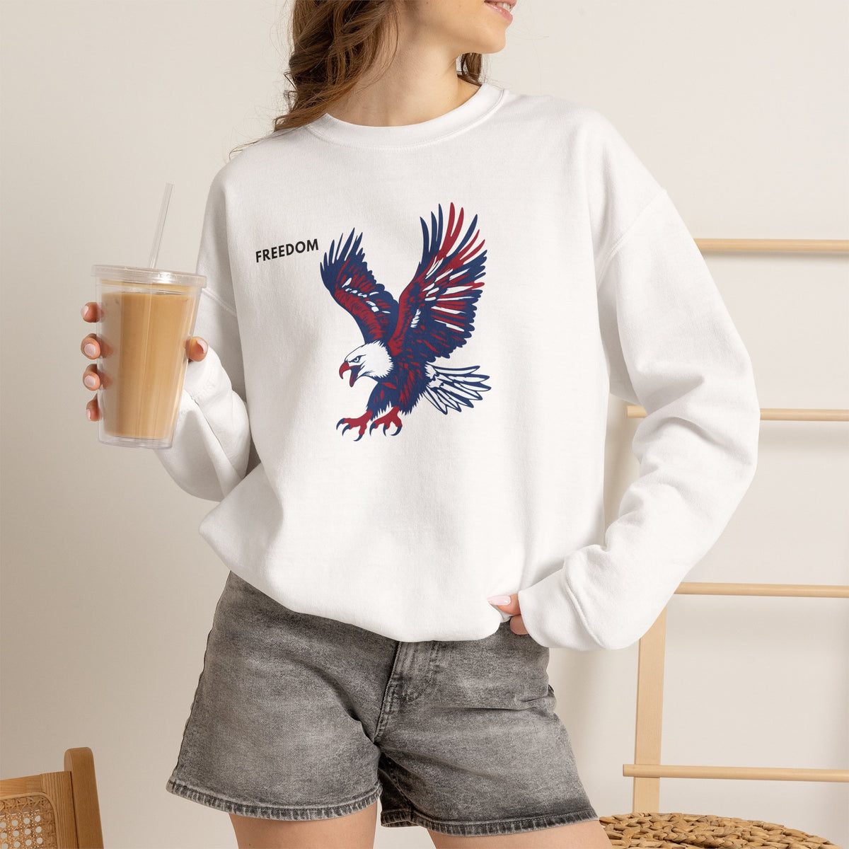 FREEDOM Eagle Sweatshirt Premium Design SKIALFA Unisex