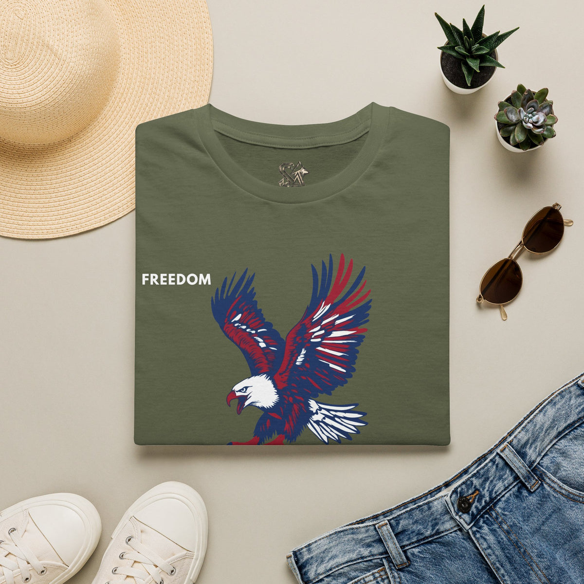 FREEDOM Eagle T-Shirt Premium Design SKIALFA Unisex