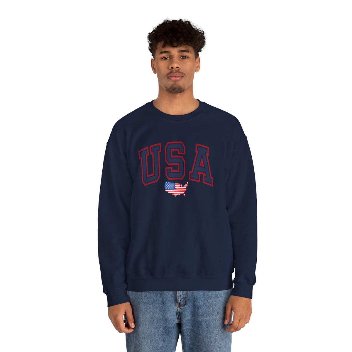 USA Flag Sweatshirt Premium Design SKIALFA Unisex