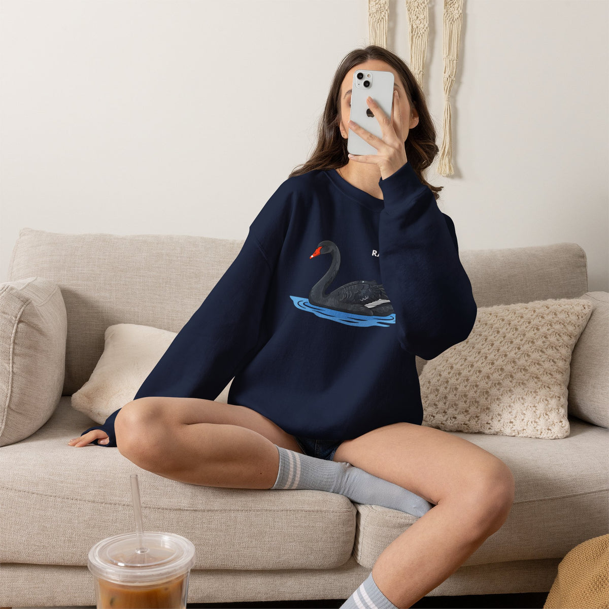 RARE Black Swan Sweatshirt Premium Design SKIALFA Unisex