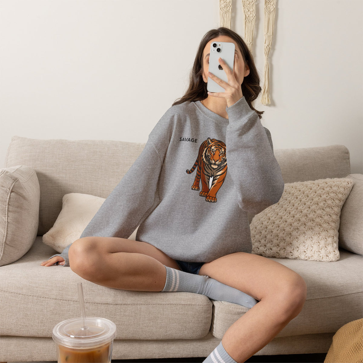 SAVAGE Tiger Sweatshirt Premium Design SKIALFA Unisex