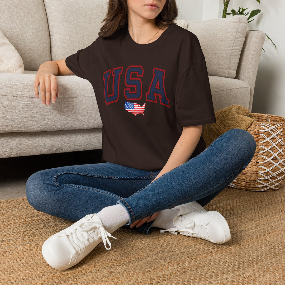 USA Flag T-Shirt Premium Design SKIALFA Unisex